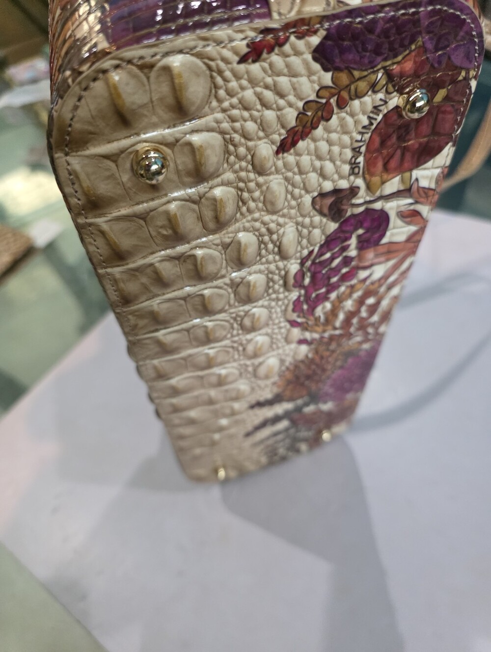 New Brahmin Asher Floral Embossed Croc Bag Only - Picture 5 of 6